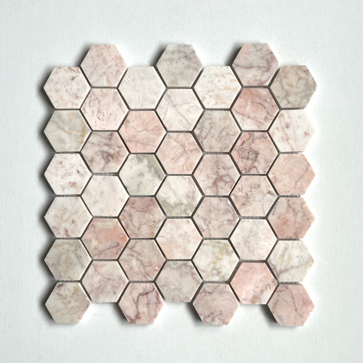 Aegean Pink Large Hexagon Marble Mosaic - Image 3