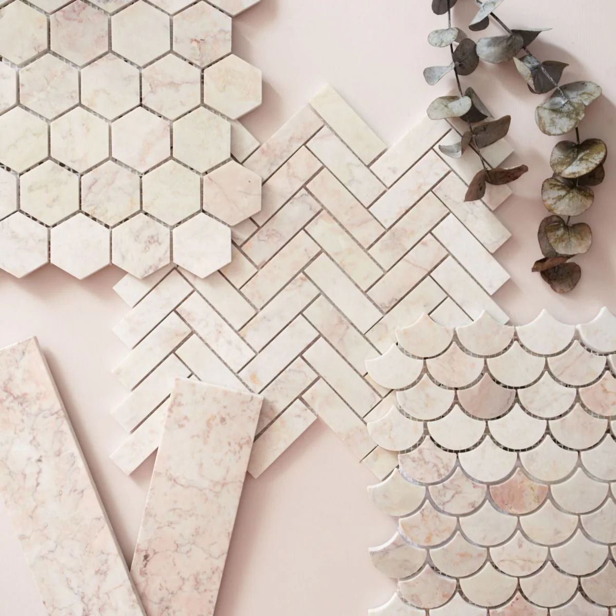 Aegean Pink Large Hexagon Marble Mosaic - Image 5