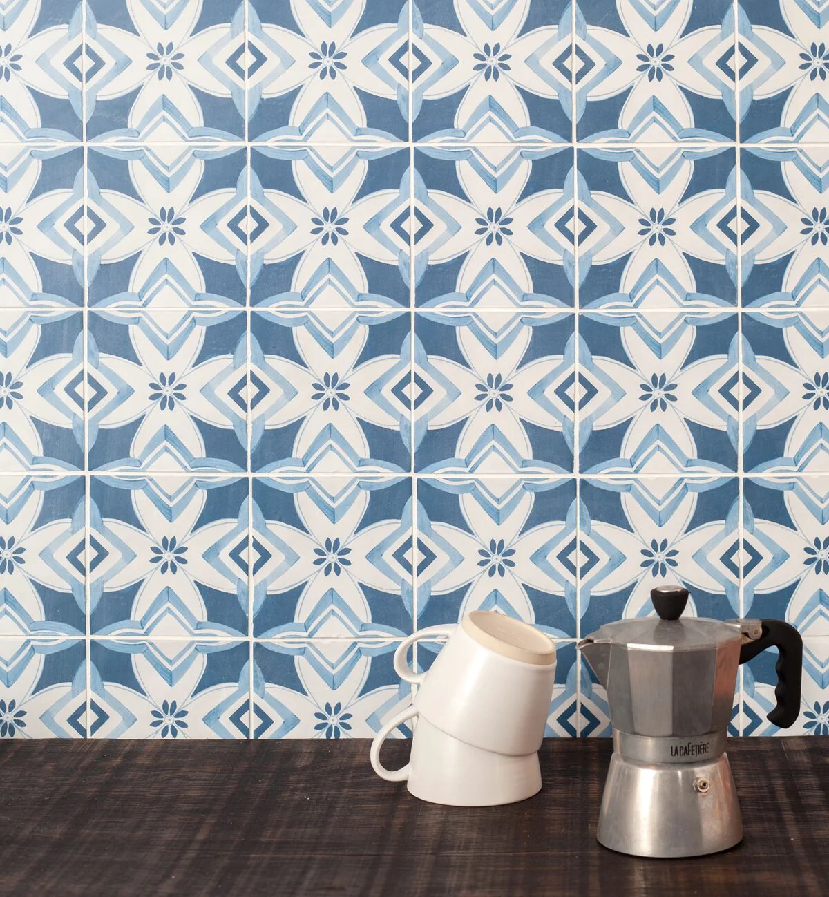 Kelmscott Brantwood Blue Patterned Tile - Image 3