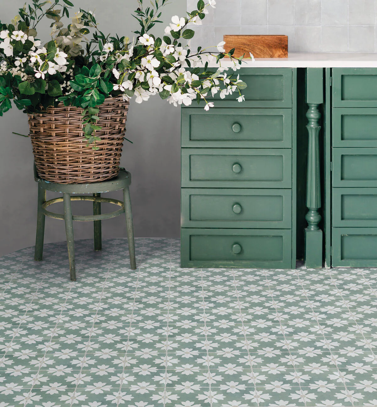 Kelmscott Coleton Blue Patterned Tile - Image 3